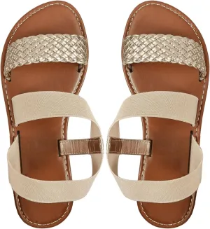 Verdusa Women's Flat Sandals Slip On Summer Open Toe Braided Slingback Shoes