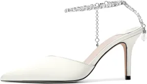 Vertundy Women's High Heel Stiletto Pumps Closed Pointed Toe Ankle Strap Fashion Strappy Sandals Comfortable Party Wedding Dressy Shoes 3.3IN