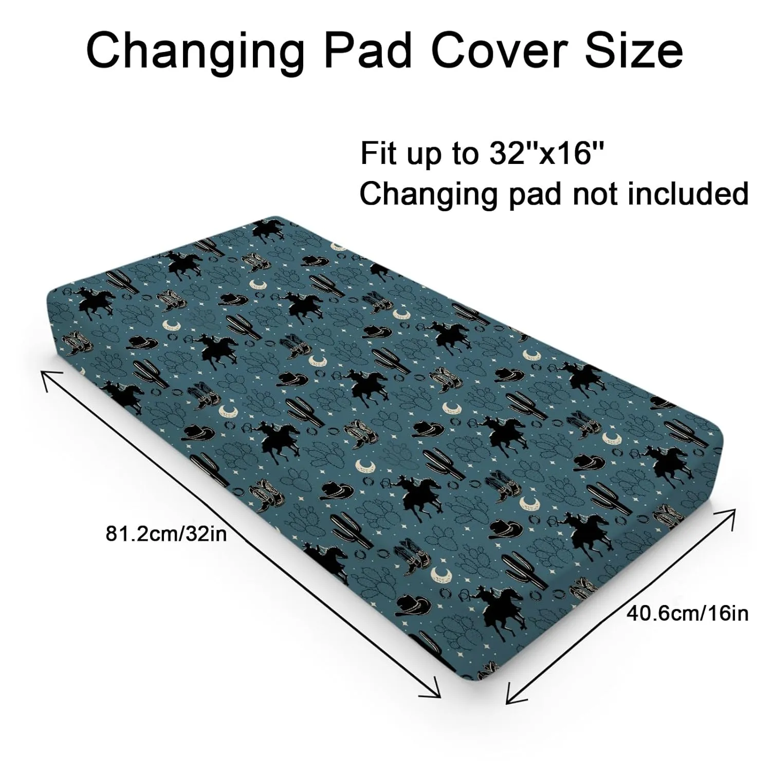 Vintage Western Cowboy Baby Changing Pad Covers Cowboy Horse Boots Hat Cactus Moon Diaper Changing Table Sheets for Boy Wild Plants Soft Breathable Stretch Fitted Nursery Changing Table Mat 32''x16''