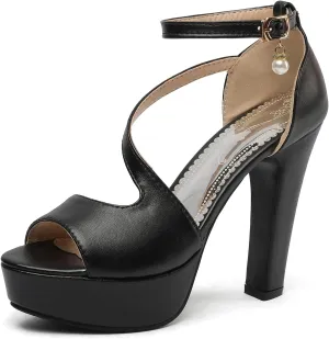 VOMIRA Platform Gladiator Sandals for Women Peep Toe Chunky Block High Heel Cutout Summer Sandals Breathable Roman Style Heeled Sandals