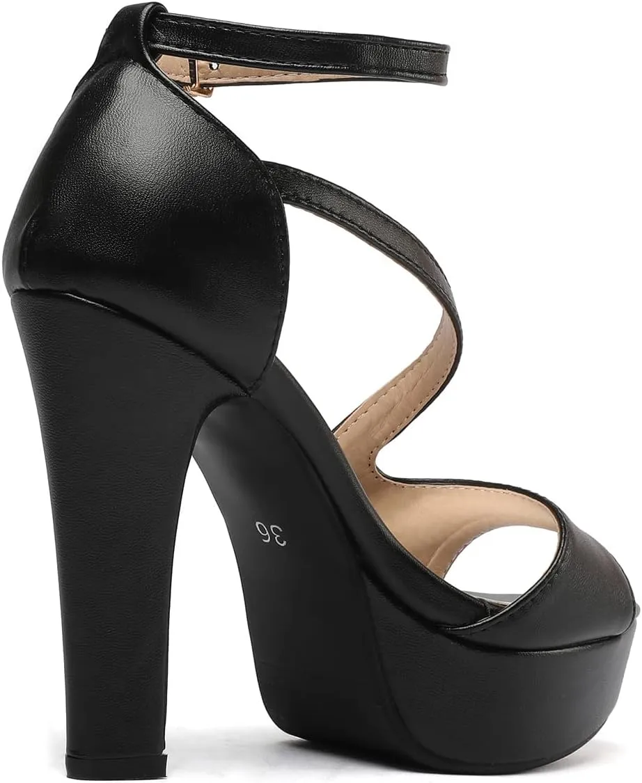 VOMIRA Platform Gladiator Sandals for Women Peep Toe Chunky Block High Heel Cutout Summer Sandals Breathable Roman Style Heeled Sandals