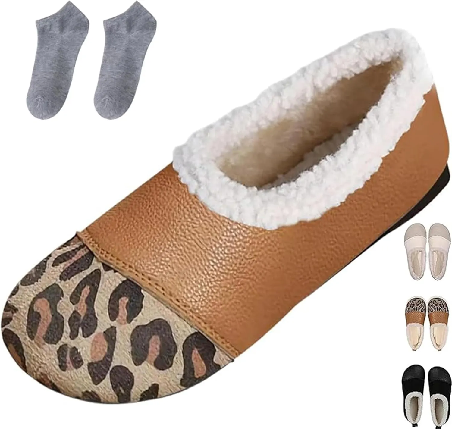 Warm and Luxurious Winter Leather Shoes for Women, Winter Warm Casual Shoes, Snow Boots Fur-Lined Slip on Warm Ankle