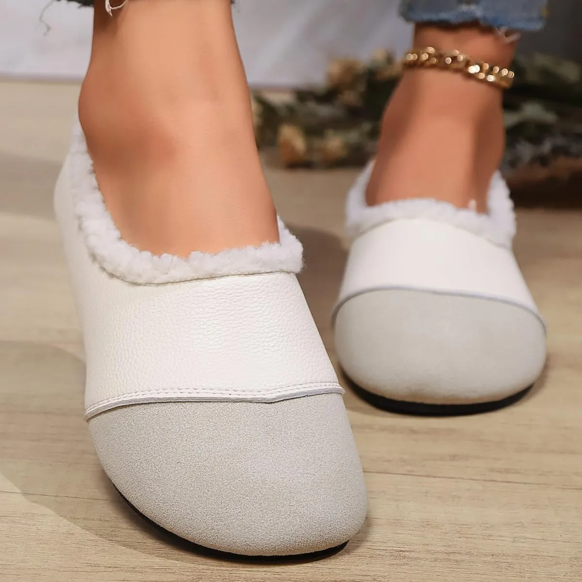Warm and Luxurious Winter Leather Shoes for Women, Winter Warm Casual Shoes, Snow Boots Fur-Lined Slip on Warm Ankle