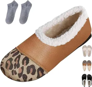 Warm and Luxurious Winter Leather Shoes for Women, Winter Warm Casual Shoes, Snow Boots Fur-Lined Slip on Warm Ankle