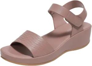 Wedge Sandals for Women 2024 Women Sandals Fashionable New Pattern Simple Solid Color Wedge Hook Loop Comfortable