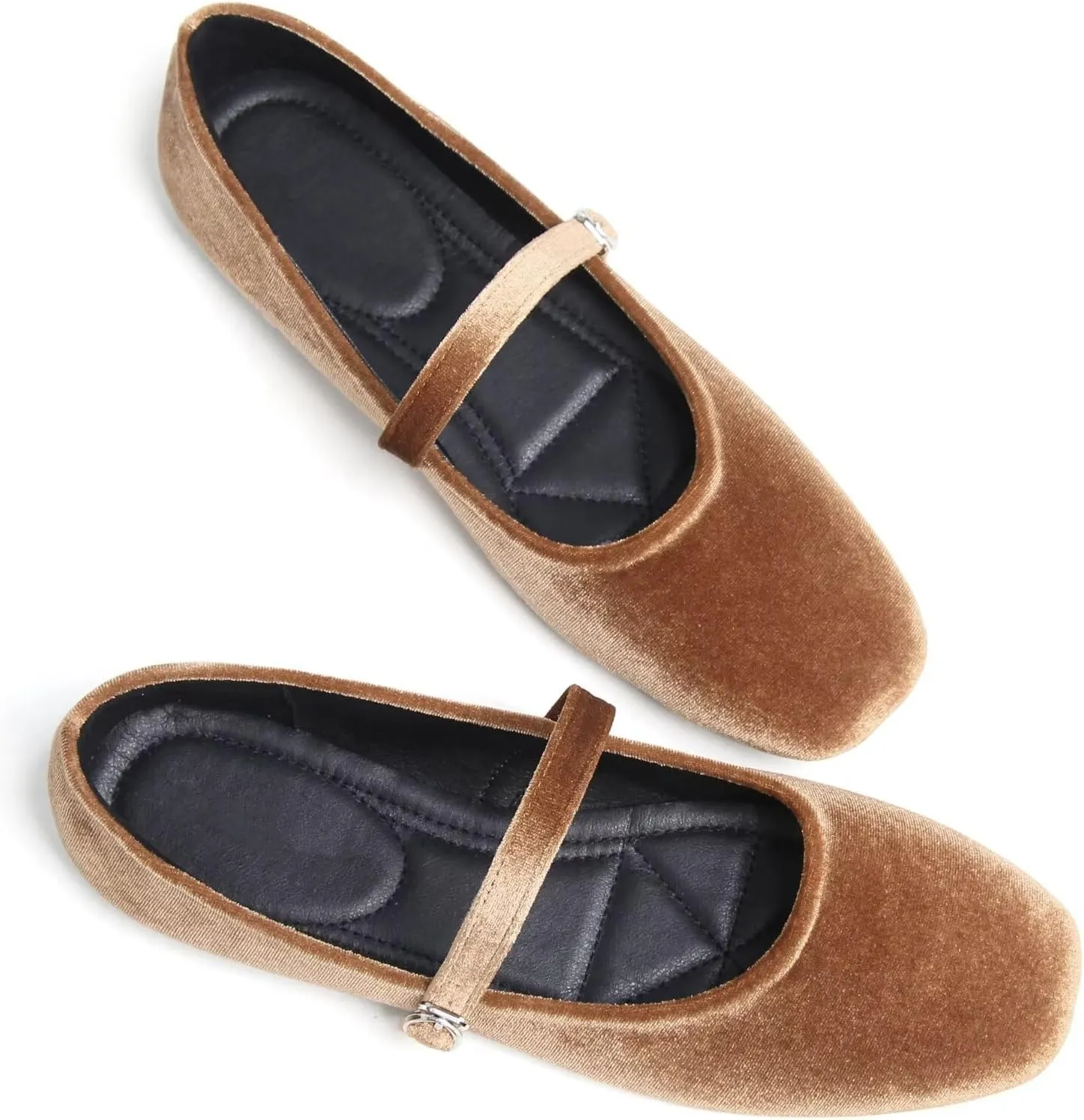WENJIAZHIZHI Women's Ballet Flats Square Toe Comfortable Mary Jane Shoes Dressy Casual Slip-On Ballerina Working Flats Shoes