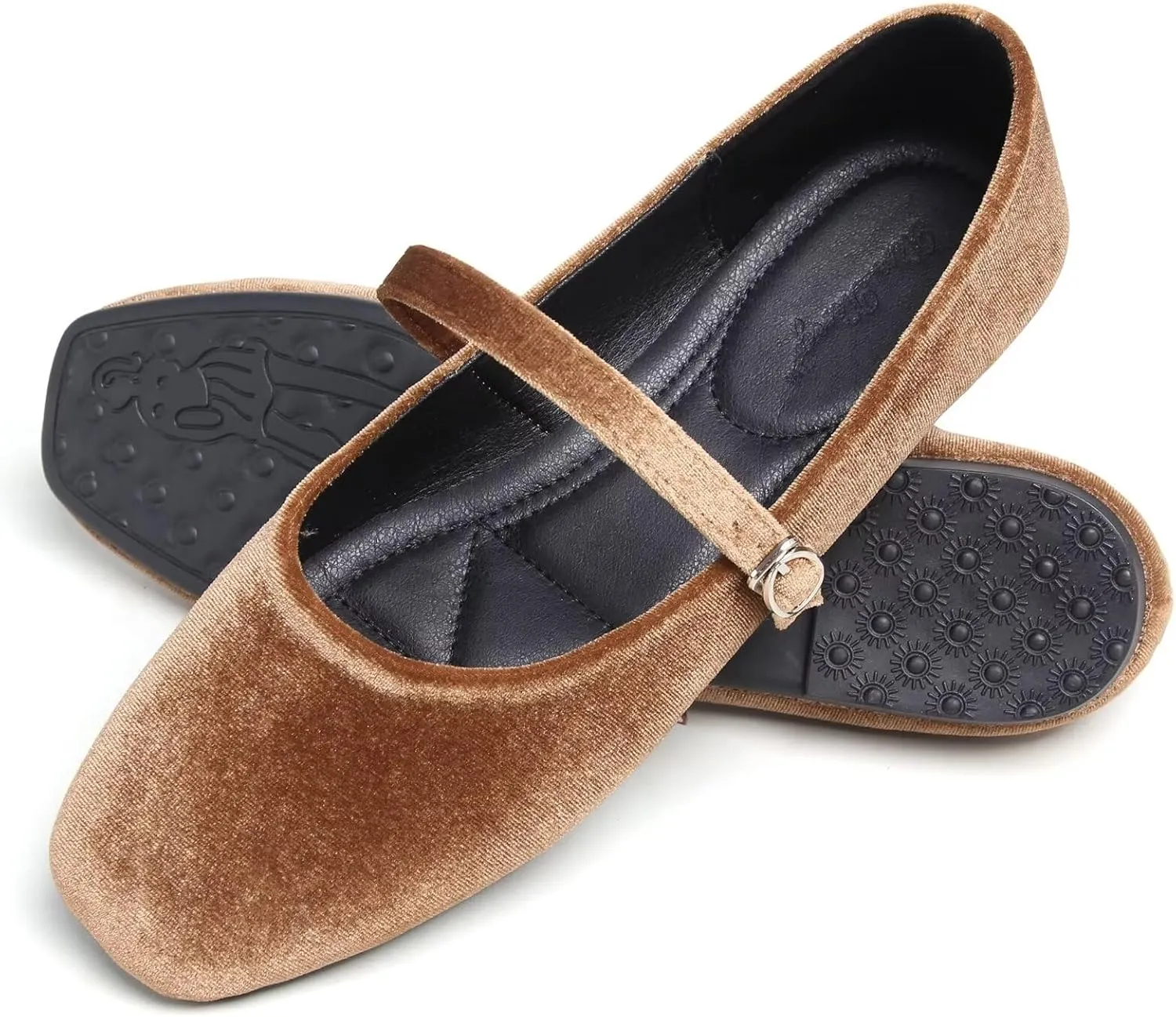 WENJIAZHIZHI Women's Ballet Flats Square Toe Comfortable Mary Jane Shoes Dressy Casual Slip-On Ballerina Working Flats Shoes
