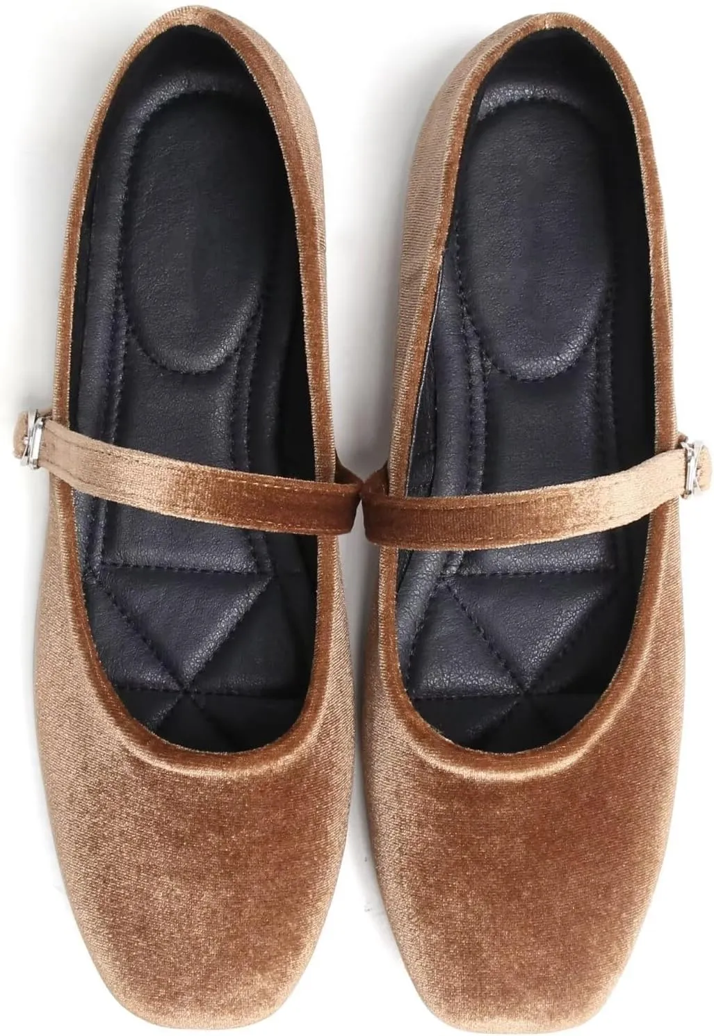 WENJIAZHIZHI Women's Ballet Flats Square Toe Comfortable Mary Jane Shoes Dressy Casual Slip-On Ballerina Working Flats Shoes