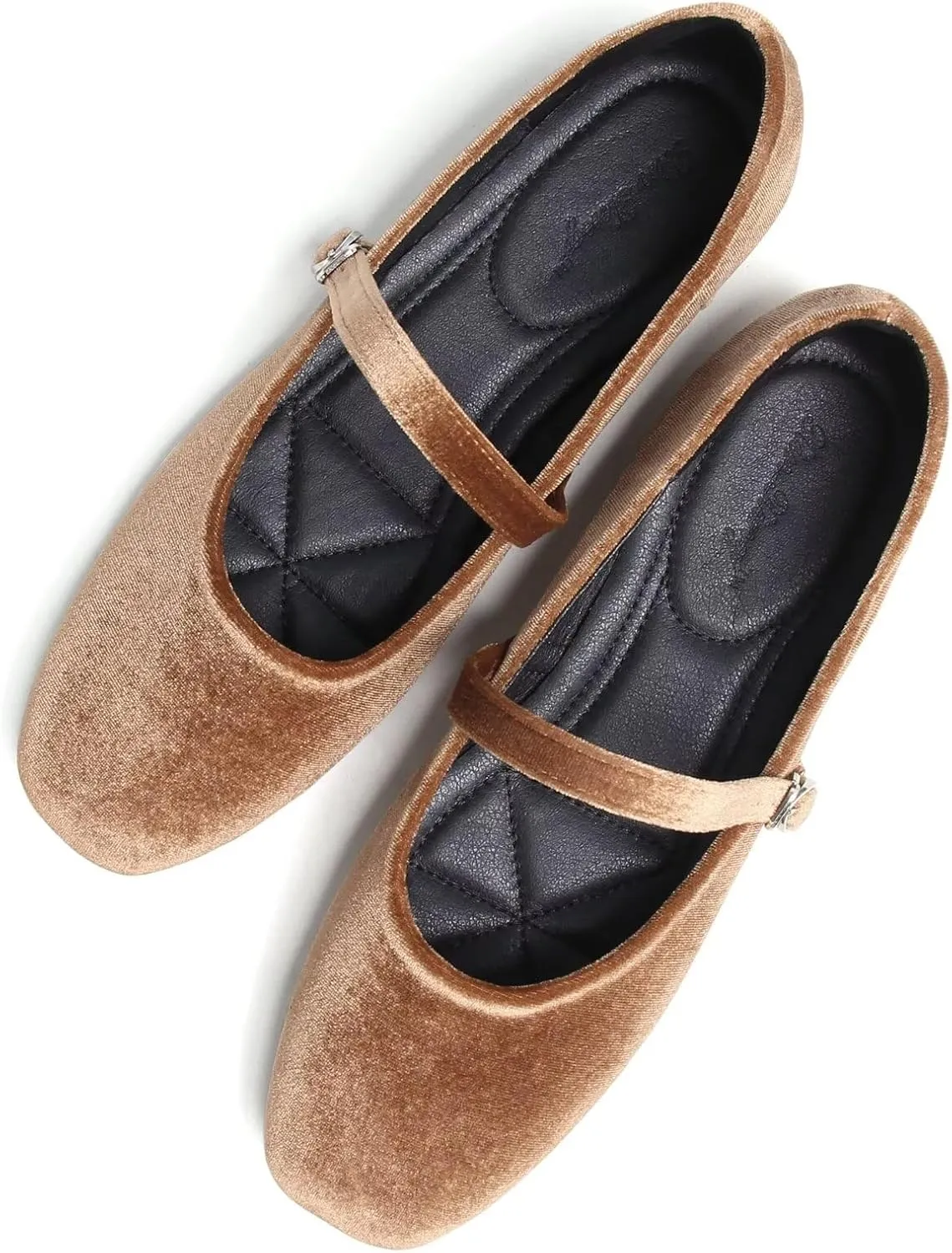 WENJIAZHIZHI Women's Ballet Flats Square Toe Comfortable Mary Jane Shoes Dressy Casual Slip-On Ballerina Working Flats Shoes