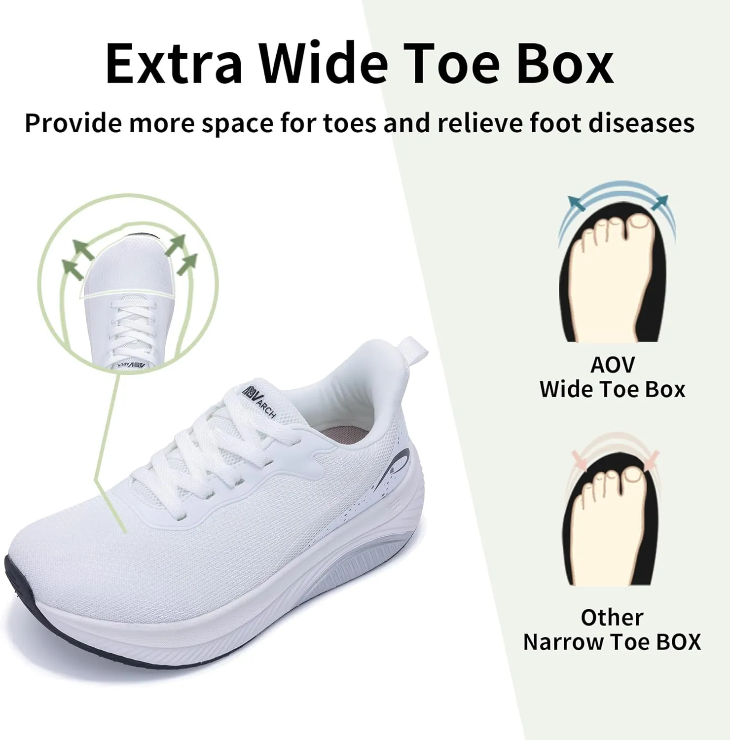 Wide Toe Box Shoes Women Arch Support Walking Shoes for Plantar FasciitisWide Width Orthotic Tennis Sneakers