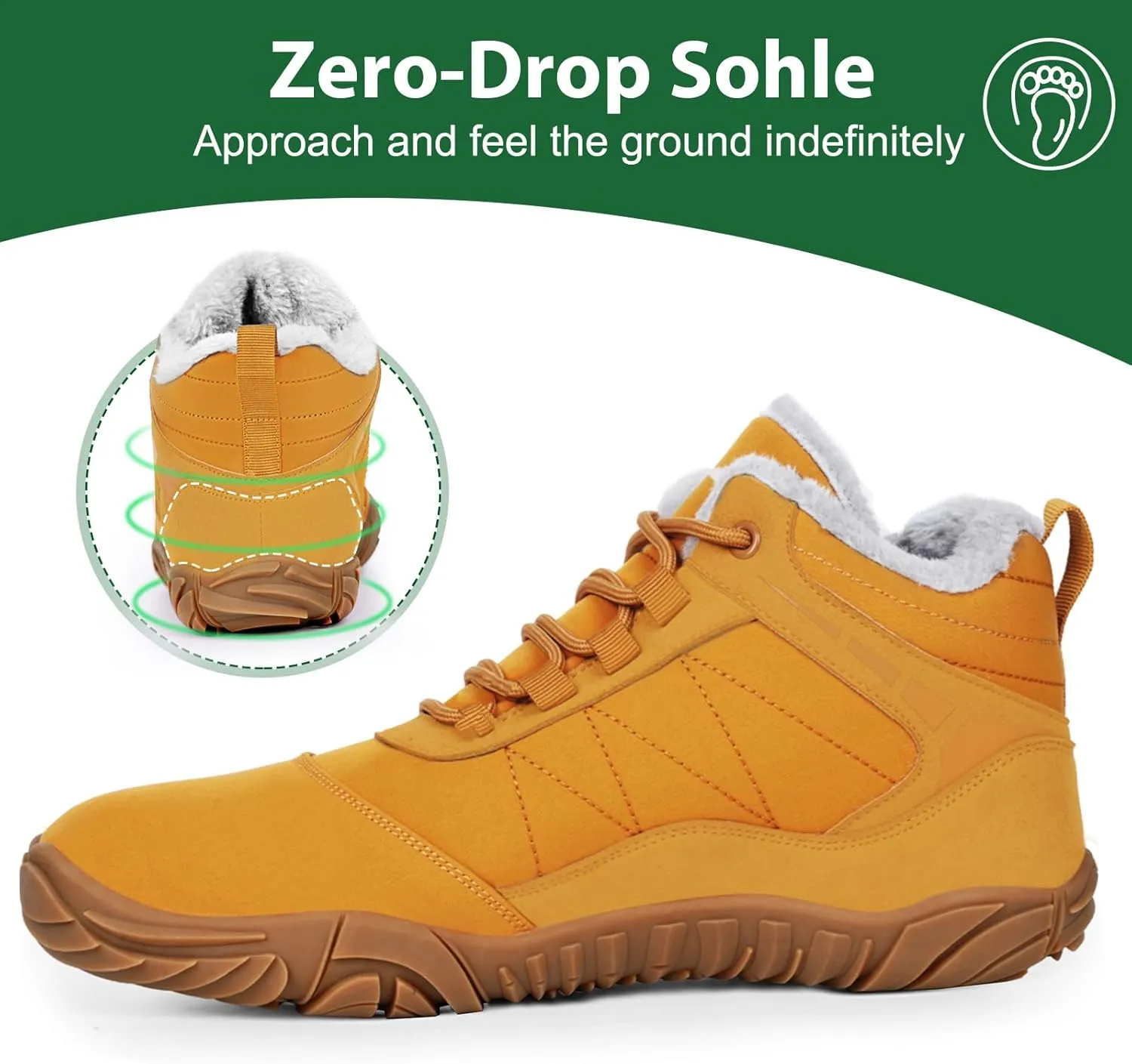 Winter Snow Boots for Women Men Hike Barefoot Shoes Minimalist Winter Snow Boots Zero Drop & Wide Toe Box & Waterproof Fur Lining Snow Booties Warm Hike Shoes