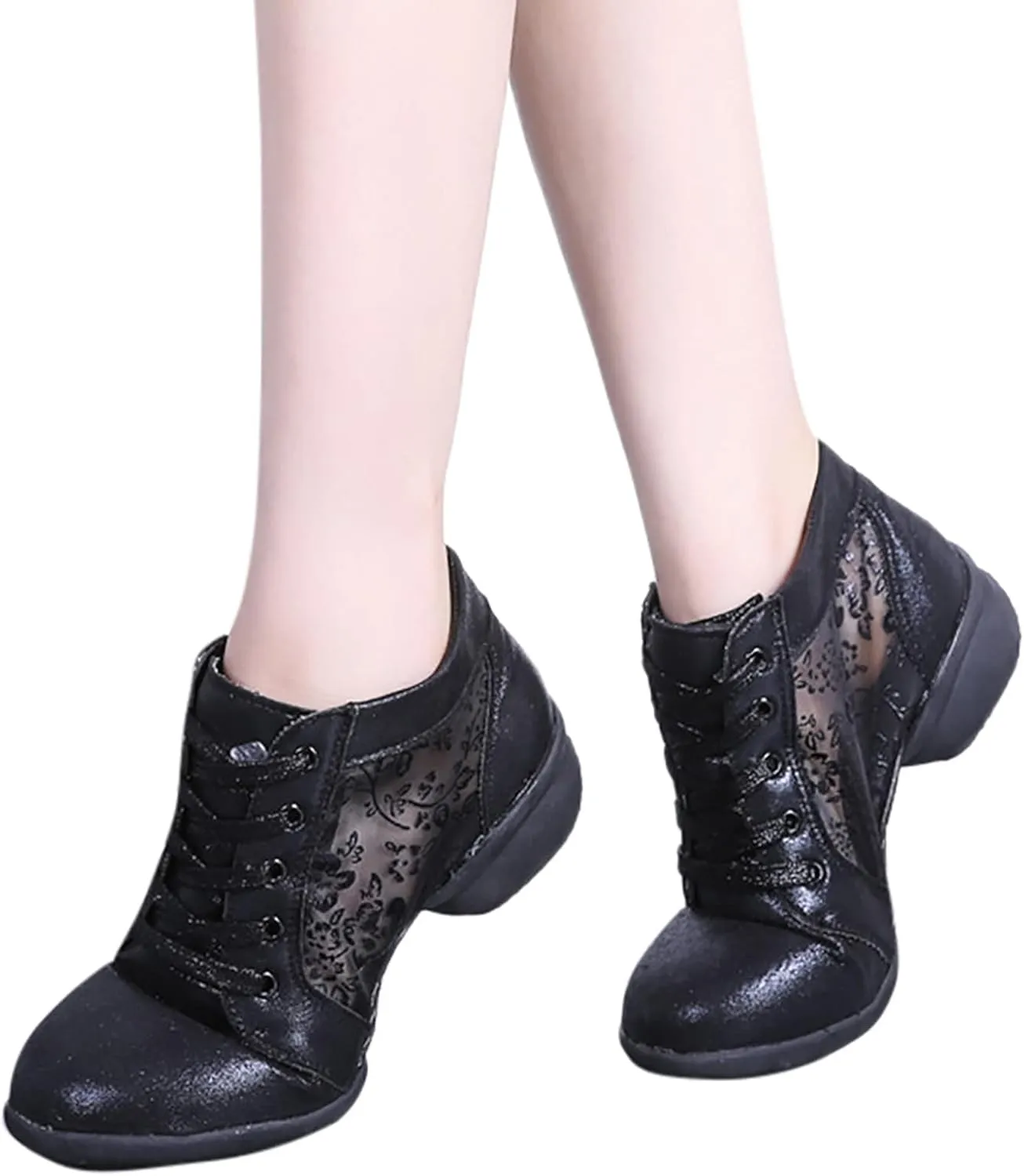 Women Ballroom Dance Shoes Latin Salsa Performance Casual Comfortable Dance Shoes Size 11 Women Sandals Flat (Black, 7)