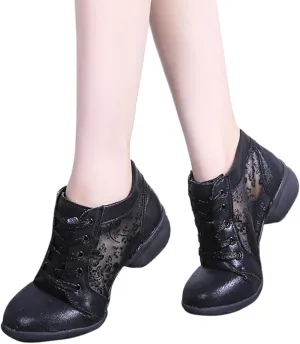 Women Ballroom Dance Shoes Latin Salsa Performance Casual Comfortable Dance Shoes Size 11 Women Sandals Flat (Black, 7)