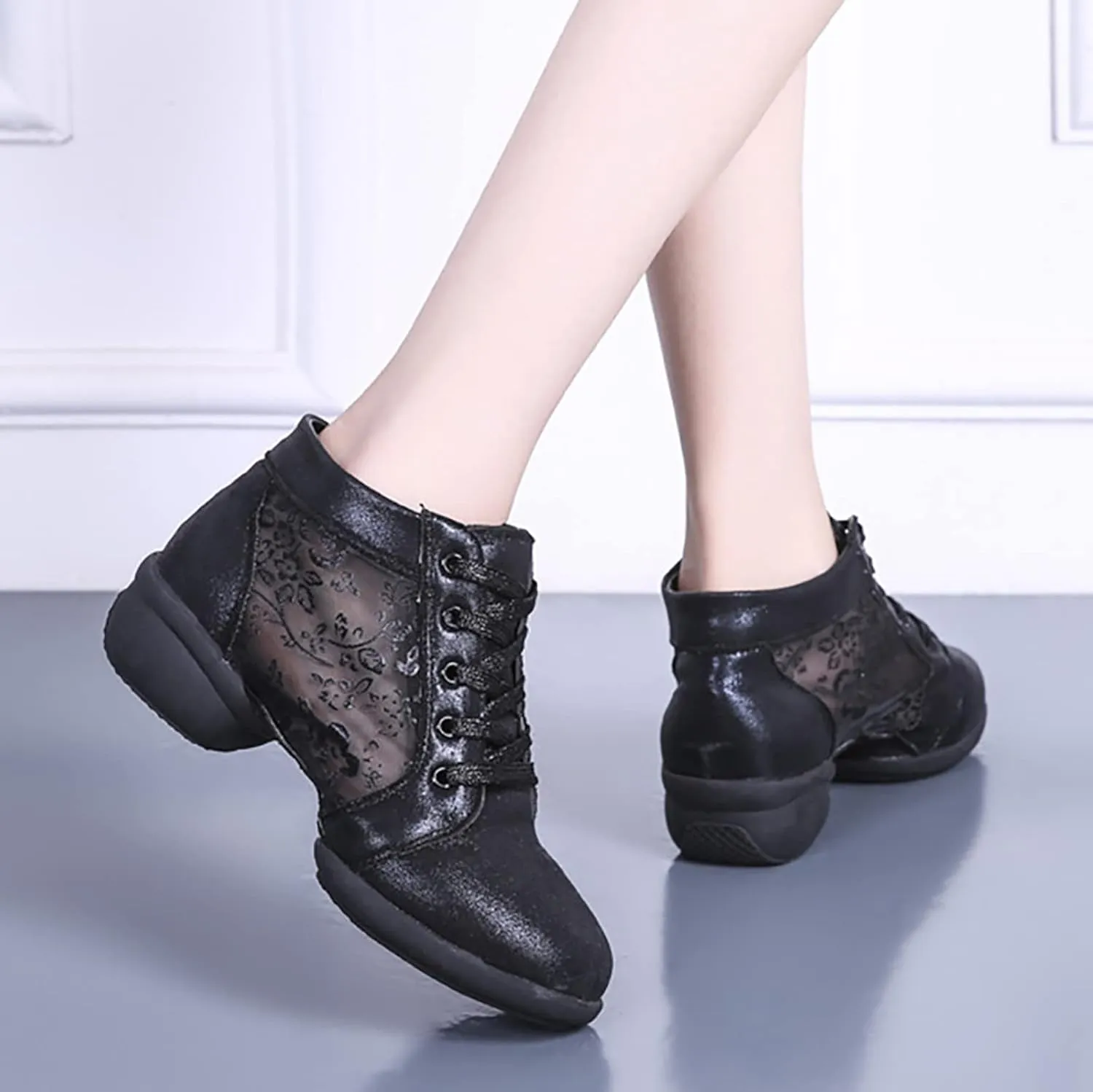 Women Ballroom Dance Shoes Latin Salsa Performance Casual Comfortable Dance Shoes Size 11 Women Sandals Flat (Black, 7)
