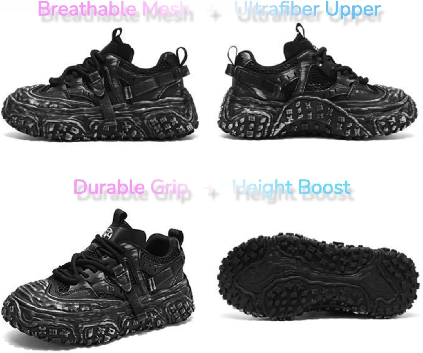 Women Chunky Platform Sneakers, Futuristic Techwear Dad Shoes, Y2K Fashion Outdoor Streetwear, Breathable Non Slip