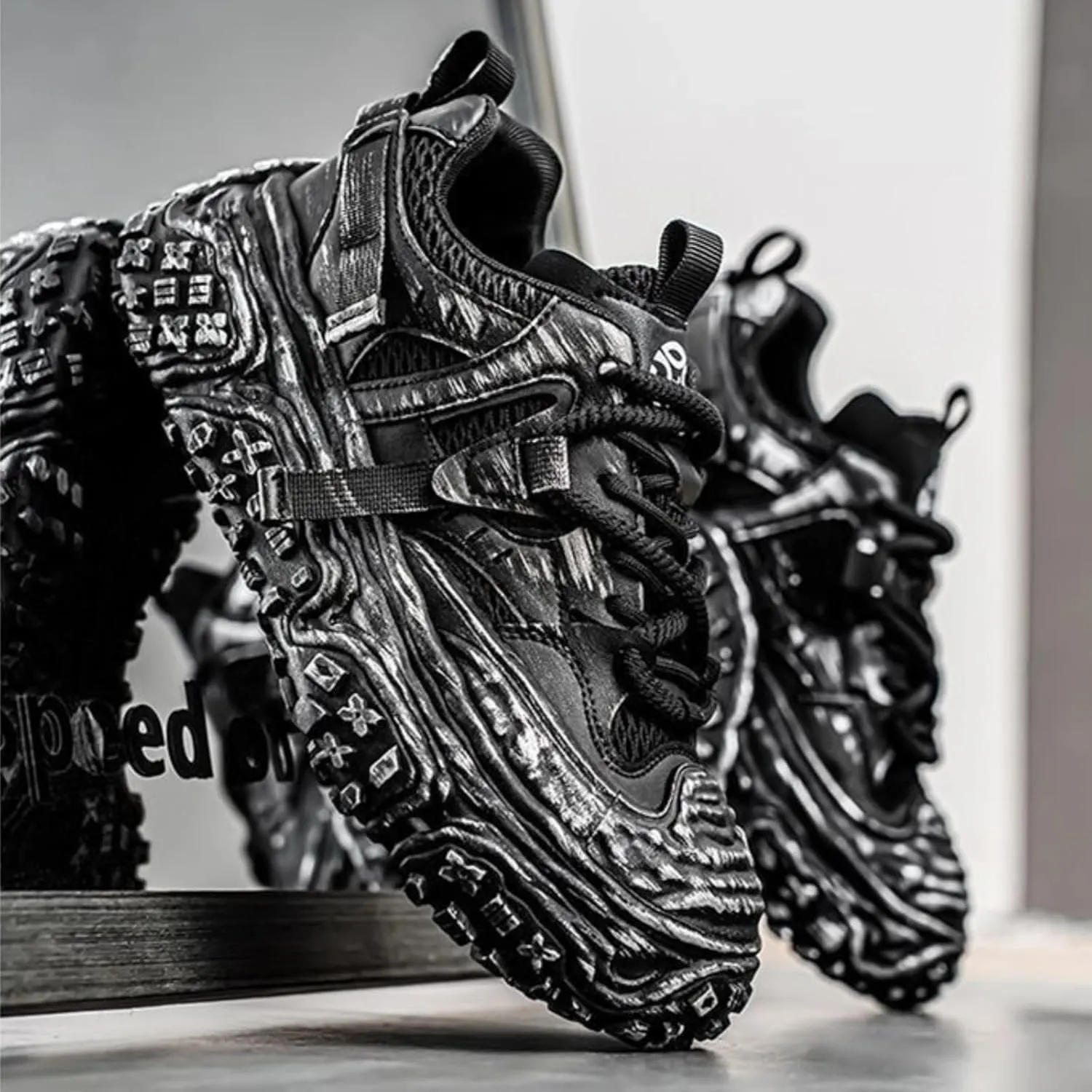 Women Chunky Platform Sneakers, Futuristic Techwear Dad Shoes, Y2K Fashion Outdoor Streetwear, Breathable Non Slip