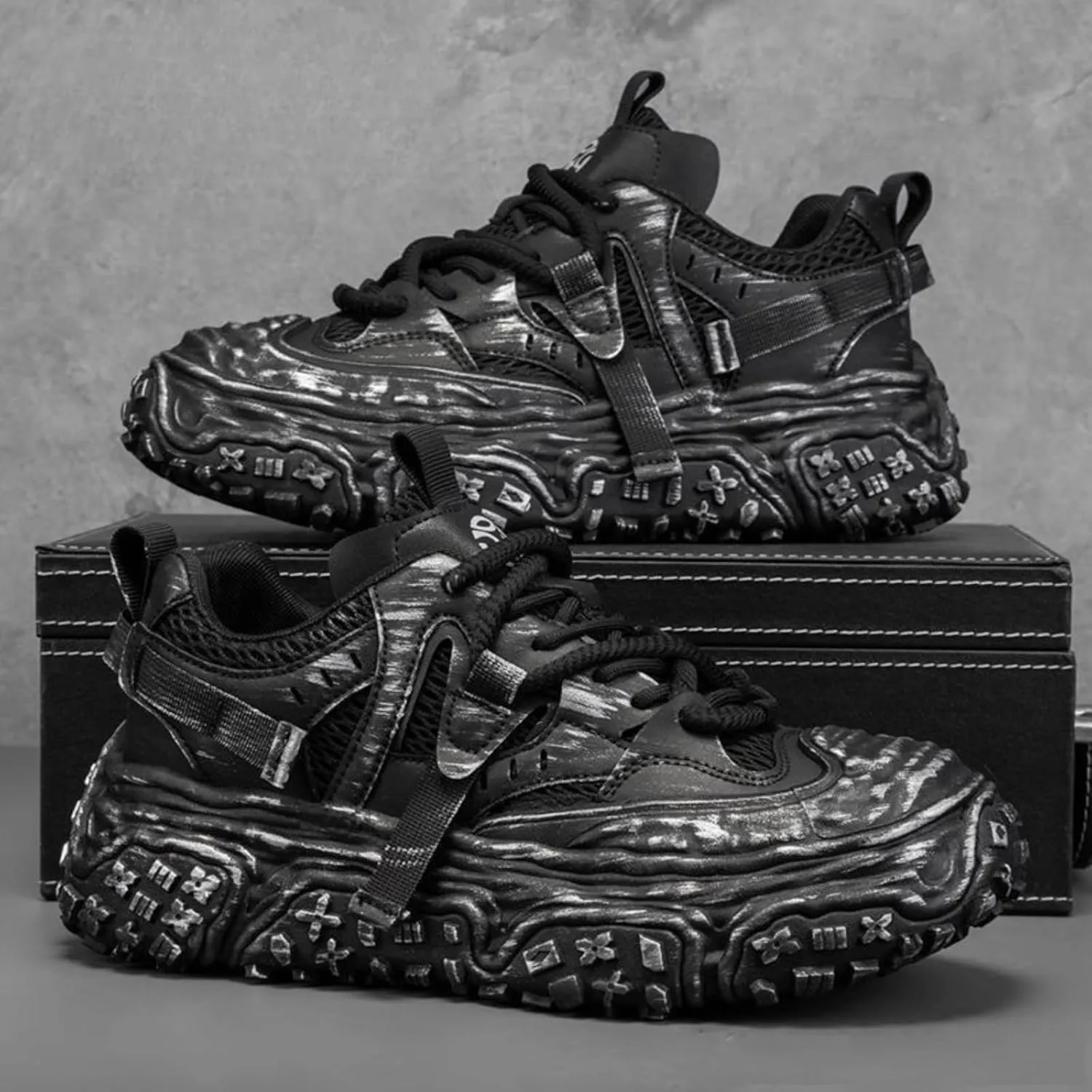 Women Chunky Platform Sneakers, Futuristic Techwear Dad Shoes, Y2K Fashion Outdoor Streetwear, Breathable Non Slip