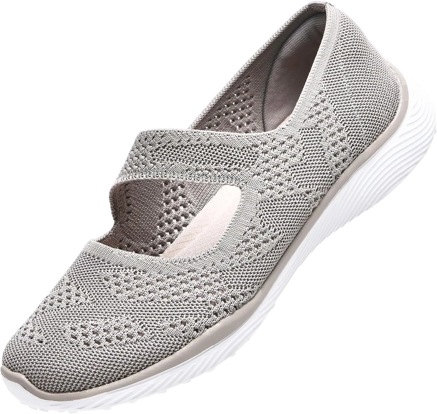 Women Mary Jane Shoes Slip On Walking Flats Comfortable Dressy Knit Washable Casual Nurse Shoe with Arch Support