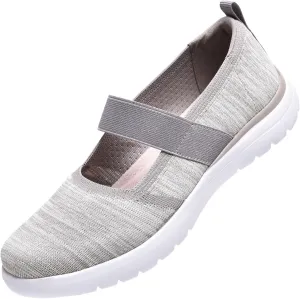 Women Mary Jane Shoes Slip On Walking Flats Comfortable Dressy Knit Washable Casual Nurse Shoe with Arch Support