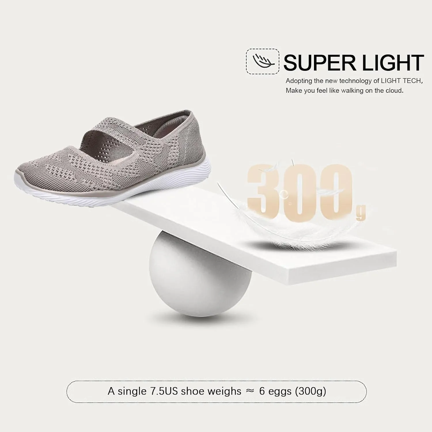 Women Mary Jane Shoes Slip On Walking Flats Comfortable Dressy Knit Washable Casual Nurse Shoe with Arch Support