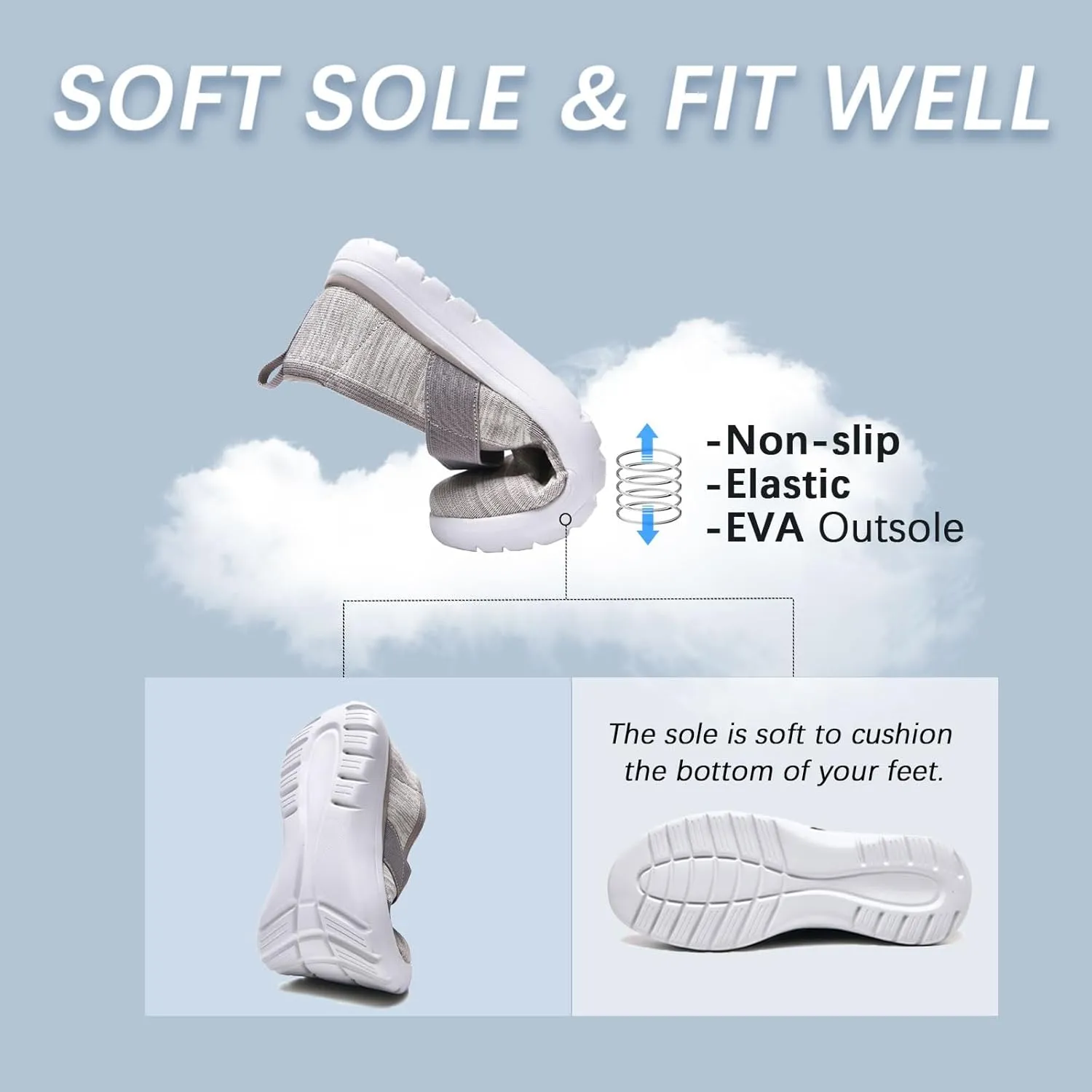 Women Mary Jane Shoes Slip On Walking Flats Comfortable Dressy Knit Washable Casual Nurse Shoe with Arch Support