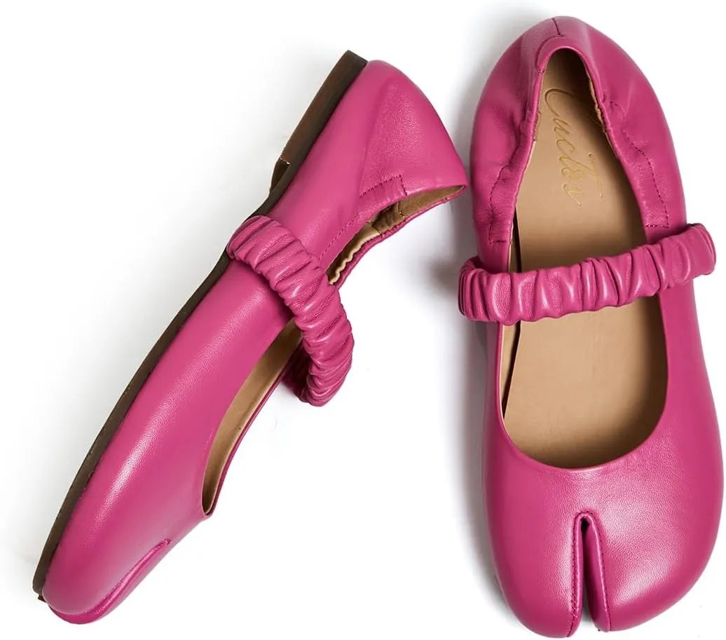 Women Mary Janes Shoes Ballerina Flats Split Toes Flats Fashion Ankle Strap Walking Shoes