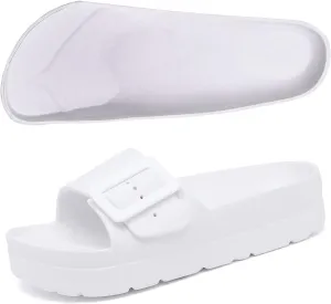 Women Platform Sandals with Arch Support, Adjustable Double Buckle Slide for Woman, Summer Vacation Sandal for Beach,Garden,Pool,Easy Street, Sandalias de Plataforma Para Mujer