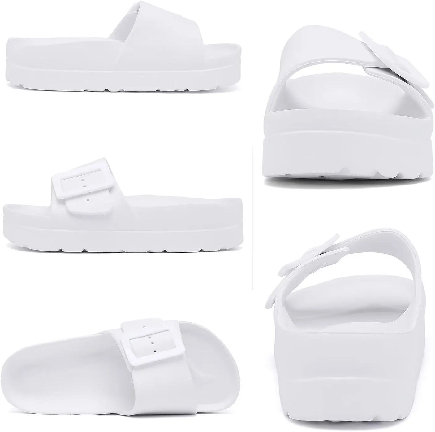 Women Platform Sandals with Arch Support, Adjustable Double Buckle Slide for Woman, Summer Vacation Sandal for Beach,Garden,Pool,Easy Street, Sandalias de Plataforma Para Mujer