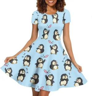 Women Short Sleeve Crew Neck Dresses Cute Graphic Summer Hawaiian Dress for Beach Party