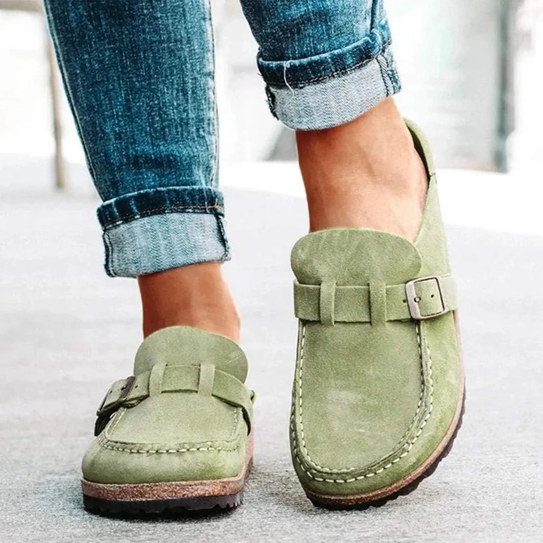 Women Slip On Loafer Flat Shoes Casual Comfy Clogs Suede Slip On Sandals Home Office Shoes Closed Toe Walking Slippers Men Boat Shoes,3 Black,42 (Green 39 EU)