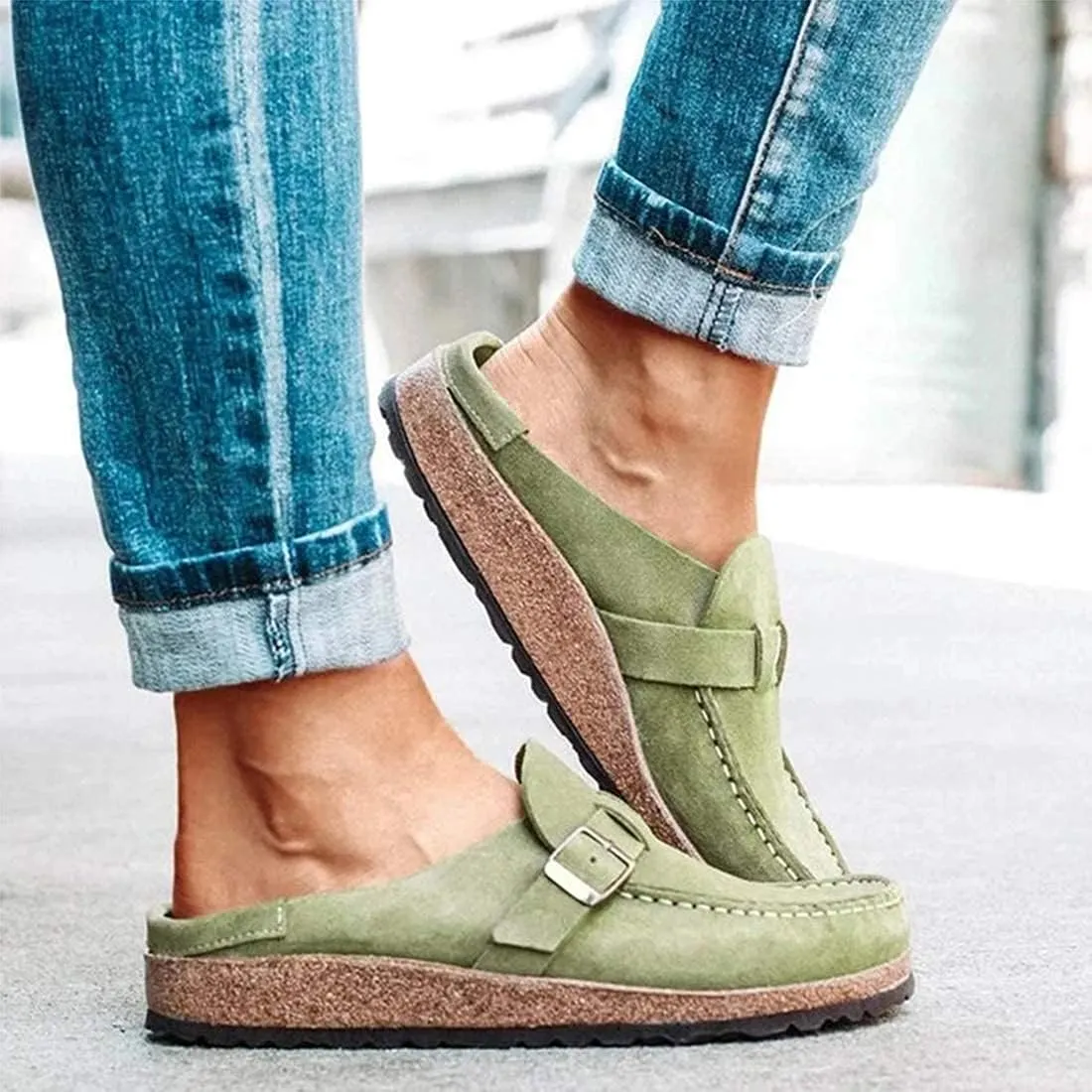 Women Slip On Loafer Flat Shoes Casual Comfy Clogs Suede Slip On Sandals Home Office Shoes Closed Toe Walking Slippers Men Boat Shoes,3 Black,42 (Green 39 EU)