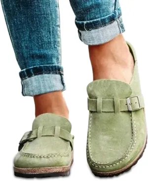 Women Slip On Loafer Flat Shoes Casual Comfy Clogs Suede Slip On Sandals Home Office Shoes Closed Toe Walking Slippers Men Boat Shoes,3 Black,42 (Green 39 EU)