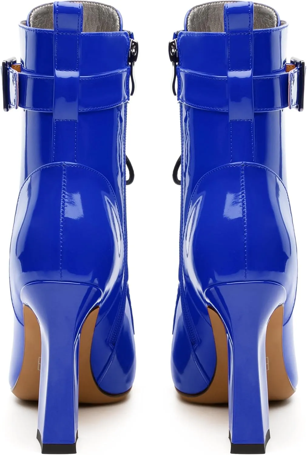 Women's Ankle Boots, Pointed Toe Lace up High Heel Booties, Side Zipper Fashion Solid Short Boot for Women