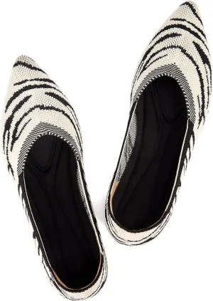 Women's Ballet Flat Shoes Knit Dress Shoes Pointed Toe Flats Comfort Slip on Walking Flats Foldable Soft Shoes