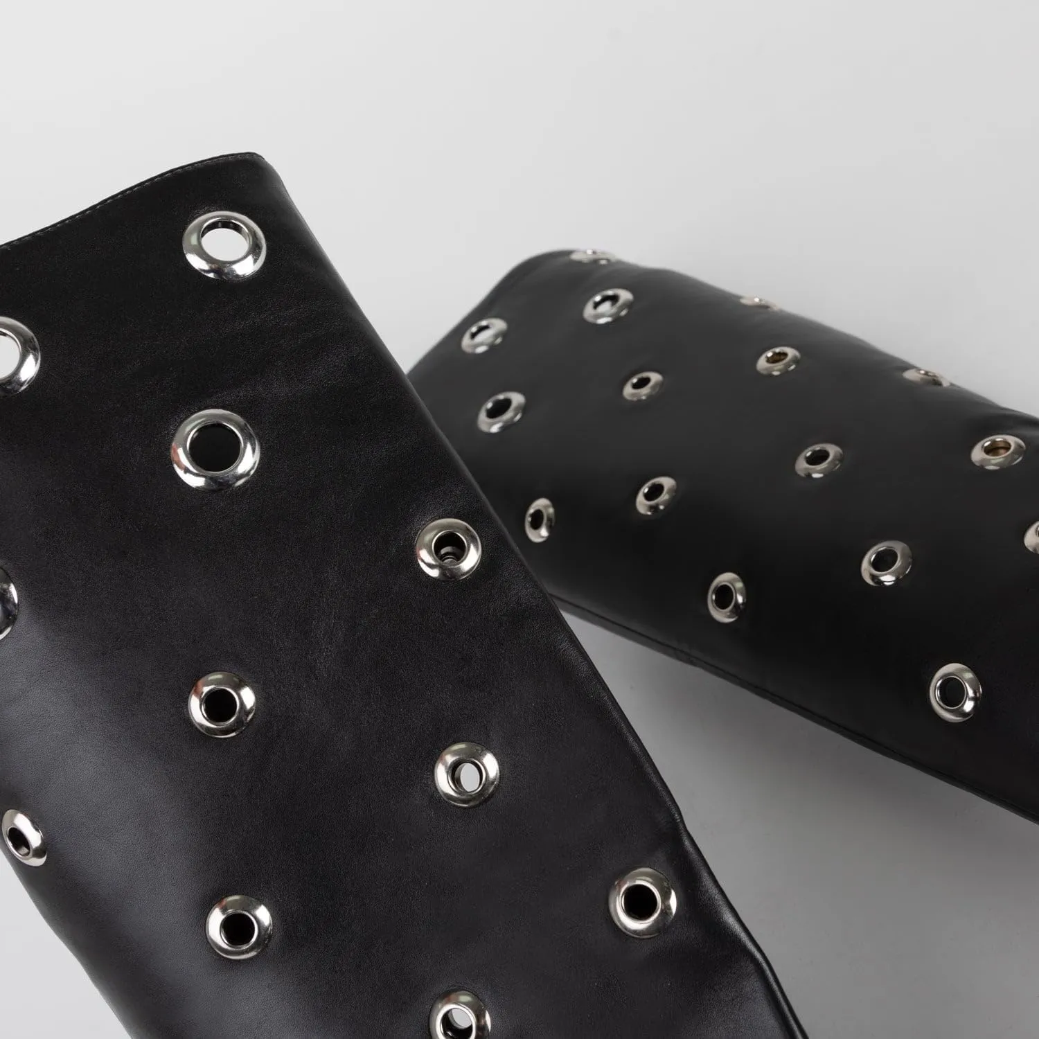 Women's Black Studded Knee High Boots Leather Boots Eyelet Decorated Pointed Toe Stiletto Heel Long Boots for Fashion Outfits Party Boots Fall Boots 2024