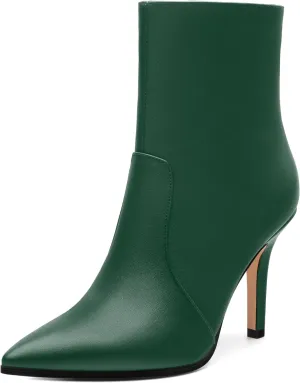Womens Boots Ankle High Stiletto Heel Pointed Toe Side Zipper Solid Matte Bootie Ankle Fashion Short Bootites for Daily Office Party