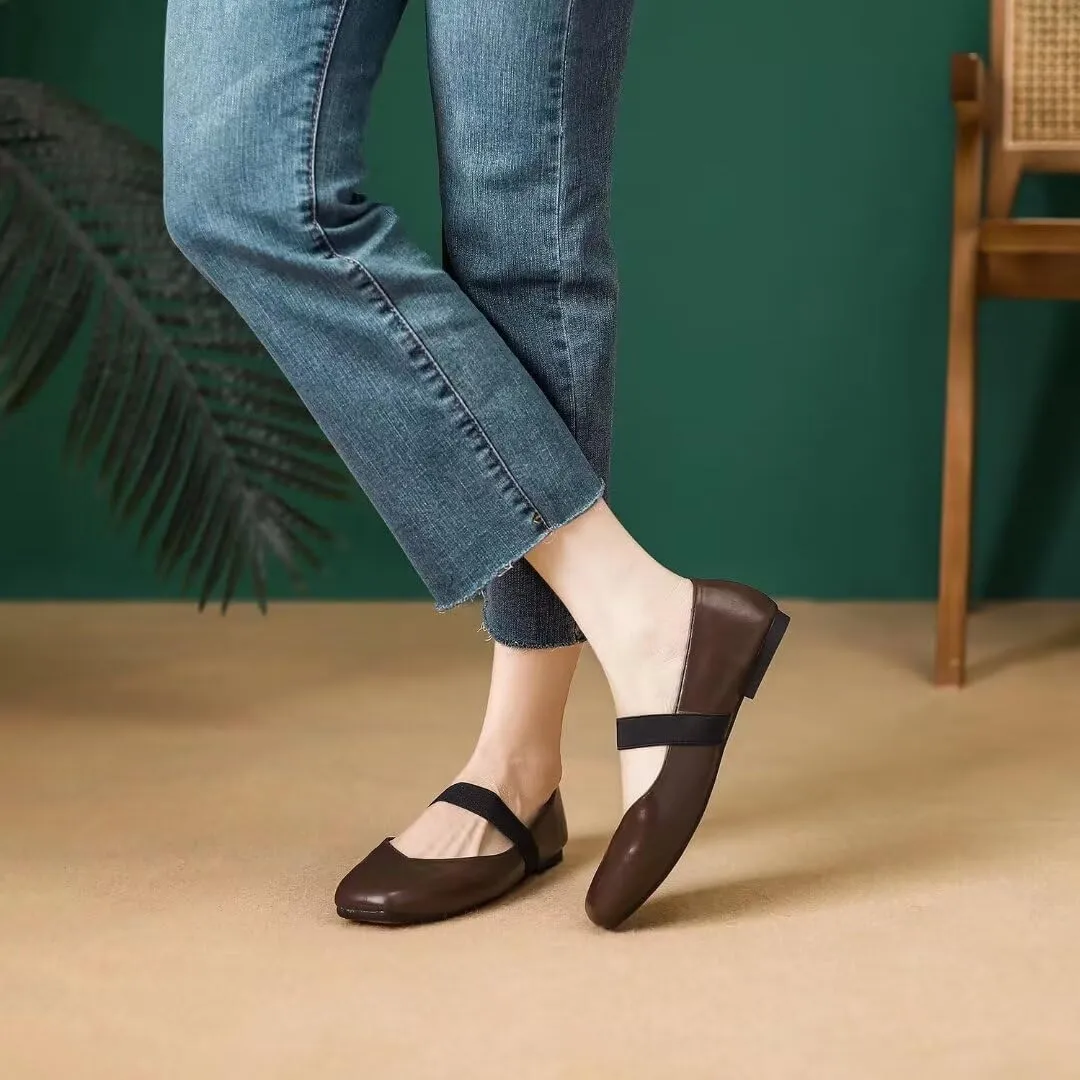 Women's Flat Mary Jane Shoes Ankle Strap Round Toe Chinese Style Ballet Flats Casual Walking Shoes