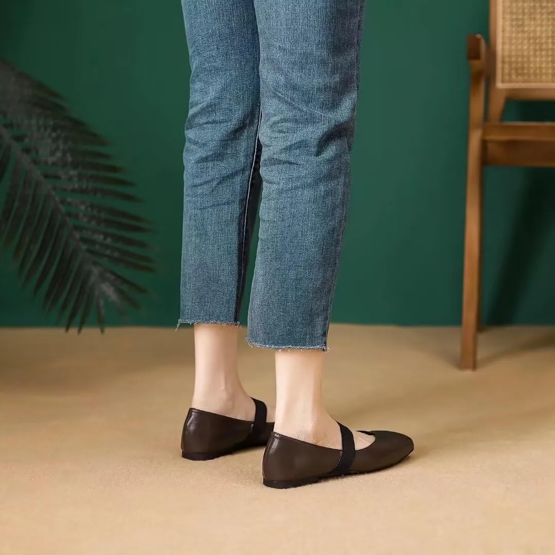 Women's Flat Mary Jane Shoes Ankle Strap Round Toe Chinese Style Ballet Flats Casual Walking Shoes