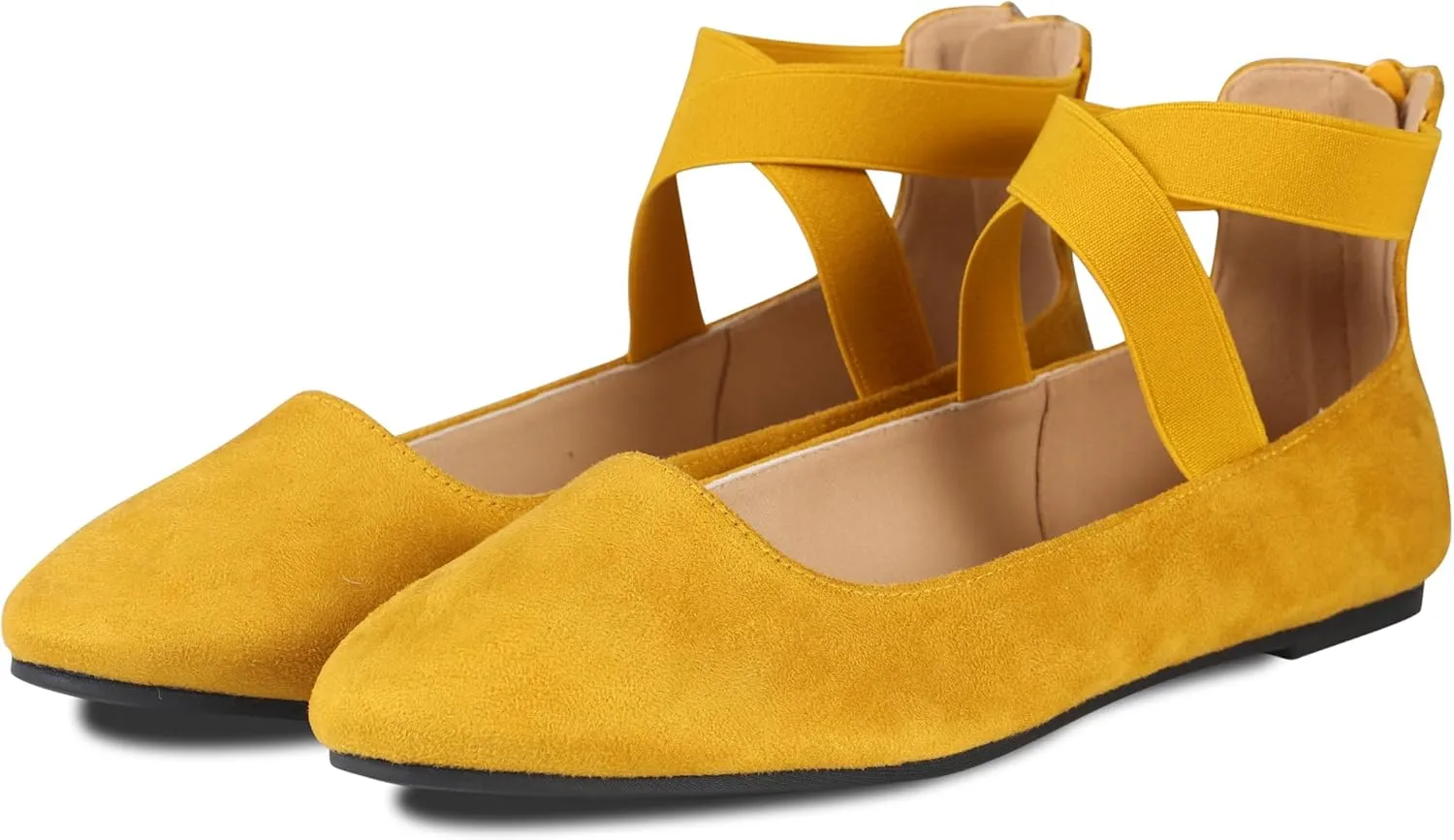 Women's Flats Comfortable Fashion Shoes for Women with Elastic Ankle Straps Dressy Ballerina Style Closed Toe s for Women Casual Flat