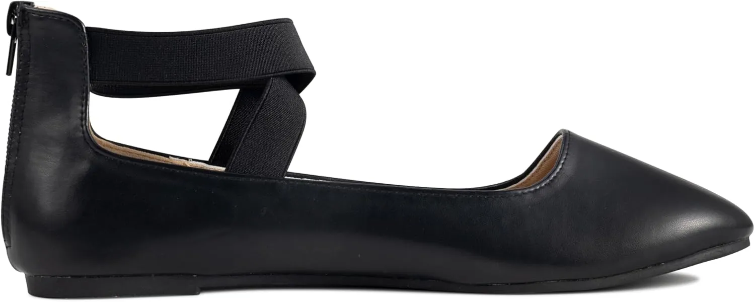 Women's Flats Comfortable Fashion Shoes for Women with Elastic Ankle Straps Dressy Ballerina Style Closed Toe s for Women Casual Flat