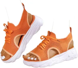 Women's Lace Up Muffin Sandals, Orthopedic Sandals for Women, 2024 Summer Mesh Open Toe Platform Wedge Sandals Causal Walking Sandals