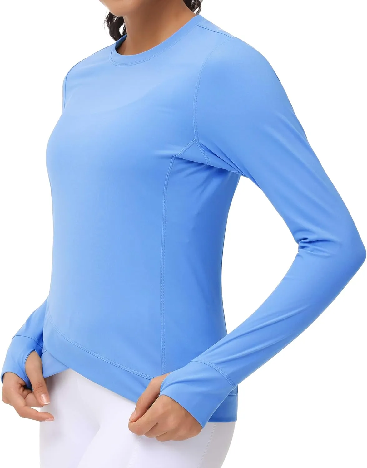 Women's Long Sleeve Compression Shirts Workout Tops Cross Hem Athletic Running Yoga T-Shirts with Thumb Hole
