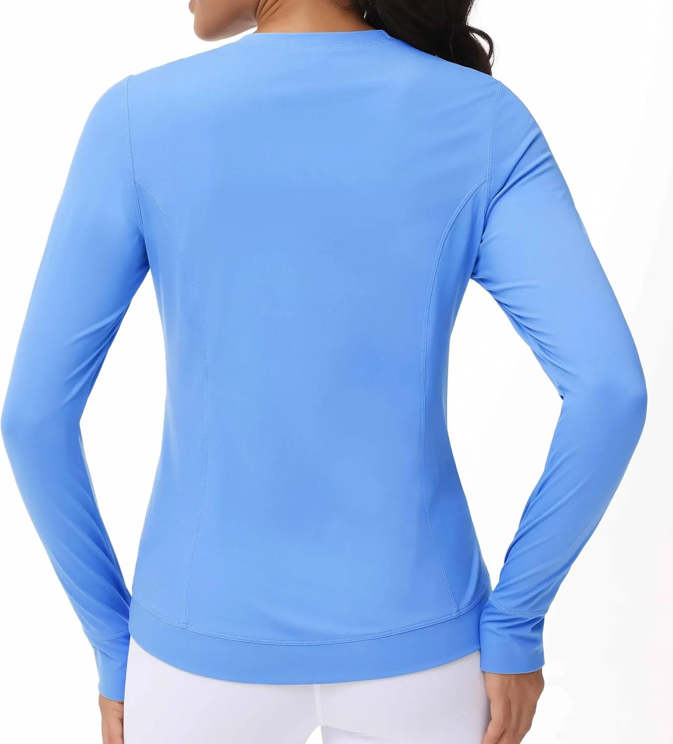 Women's Long Sleeve Compression Shirts Workout Tops Cross Hem Athletic Running Yoga T-Shirts with Thumb Hole