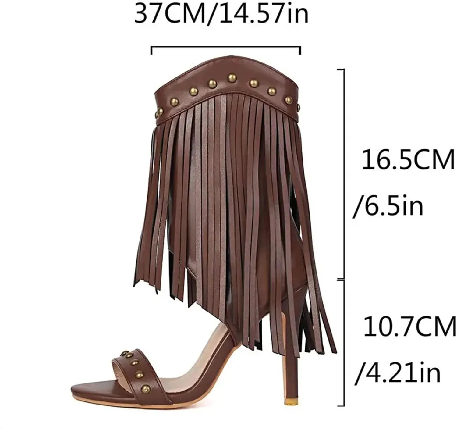Women's Metal Rivet Stiletto Sandals - 10.5CM Open Toe, Tassel Dating Fashion Sandals