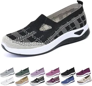 Womens Orthopedic Shoes Slip on Walkingshoes Mesh Breathable Soft Woven Shoe Non-Slip Footwear Lightweight Comfortable Arch Support Sneakers