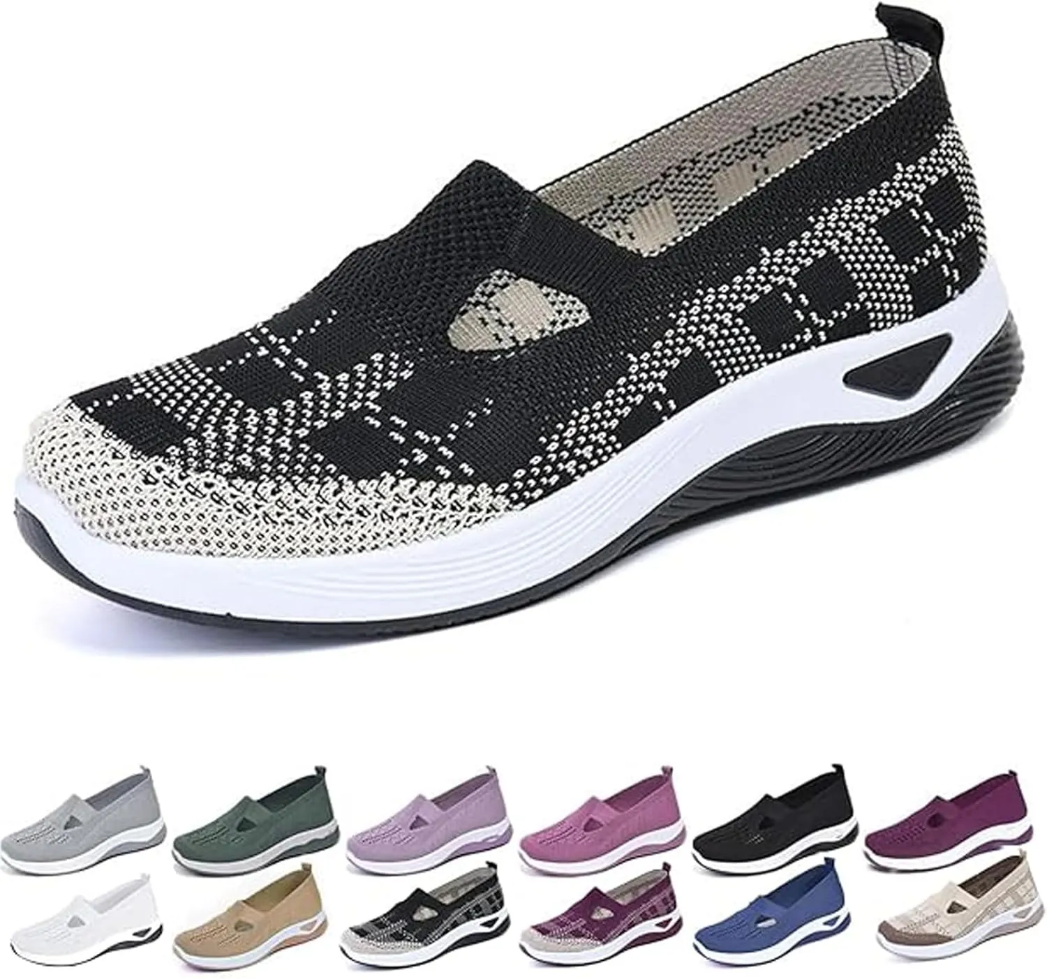 Womens Orthopedic Shoes Slip on Walkingshoes Mesh Breathable Soft Woven Shoe Non-Slip Footwear Lightweight Comfortable Arch Support Sneakers