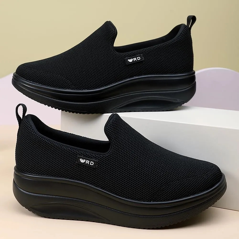 Women's Orthopedic Slip-On Walking Shoes – Mesh Platform Sneakers with Rocker Bottom, Non-Slip Lightweight Loafers for Nurses & Standing Work