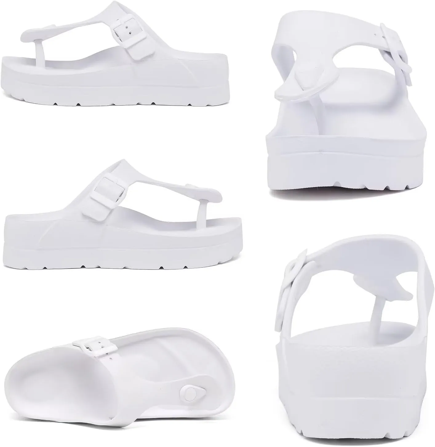 Women's Platform Flip Flops with Arch Support, Eva Lightweight Chunky Slide Sandals for Women, Fashion Comfort Summer Beach Sandal with Adjustable Buckle, Sandalias De Plataforma Para Mujer