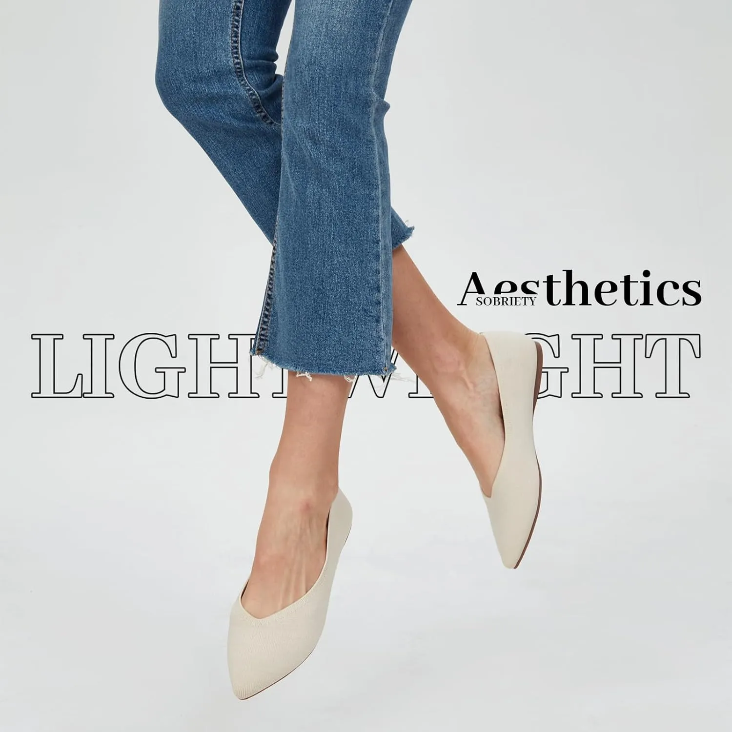 Womens Pointed Toe Flats Knit Dress Washable Flats Slip On Ballet Shoes Women Comfort Office Low Wedge