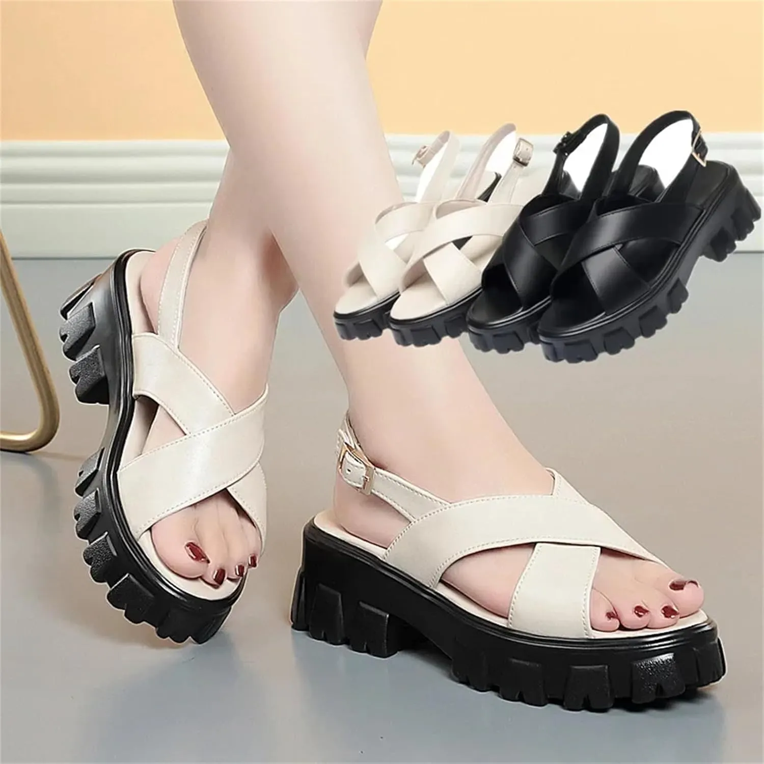 Women's Roman Leather Sandals - Platform Summer Fashion Girl Shoes